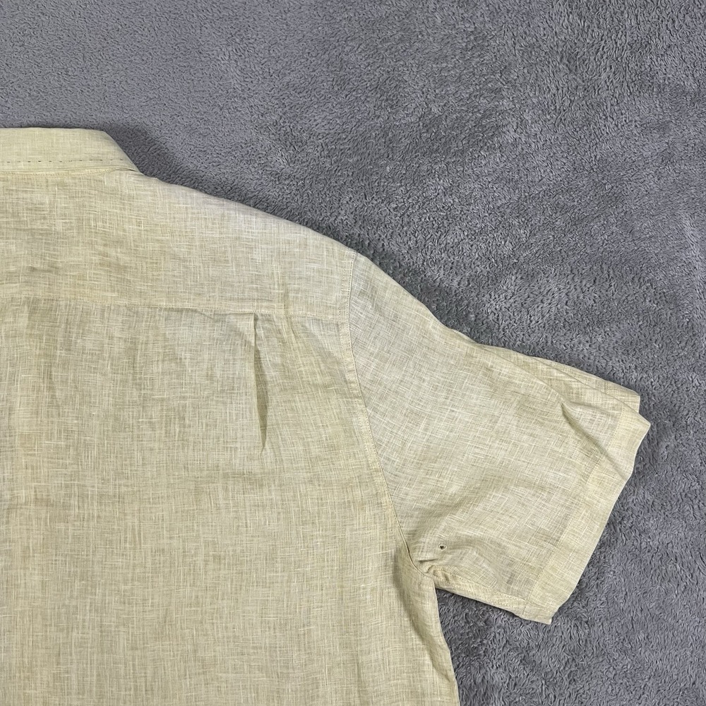 Nat Nast Shirt Mens Large Yellow Linen Button Up Short Sleeve Beach Preppy - Picture 11 of 12
